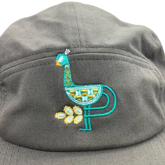 Spacecraft Charcoal Gray 5 Panel Snapback Camper Cap Embroidered Peacock Design - Picture 2 of 7